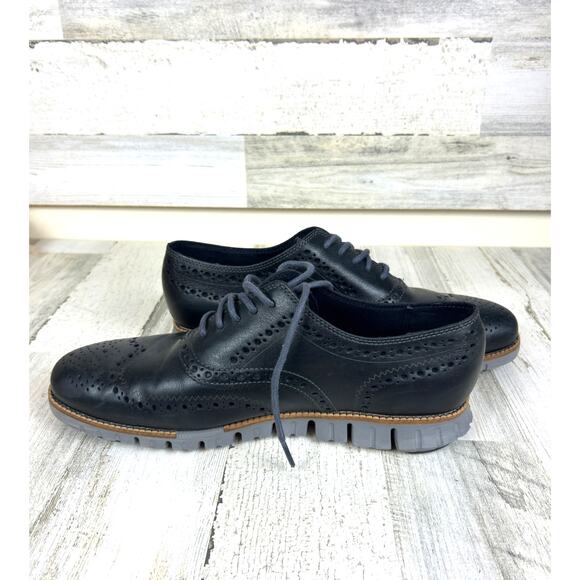 Cole Haan Men’s 10 Black Zerogrand Leather Wingtip Oxford Lace-Up Shoes Loafer - Picture 7 of 10